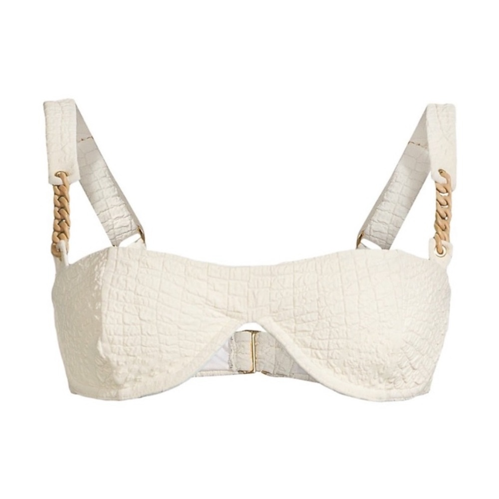 NWT Anthropologie Revel Rey Inez Uma Croc Textured Chain Cream Bikini Resort M - Picture 4 of 5